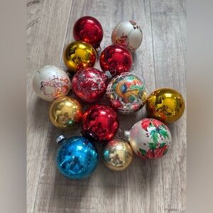 Vintage glass Christmas Festive Holiday Ornaments chippy paint nostalgia granny